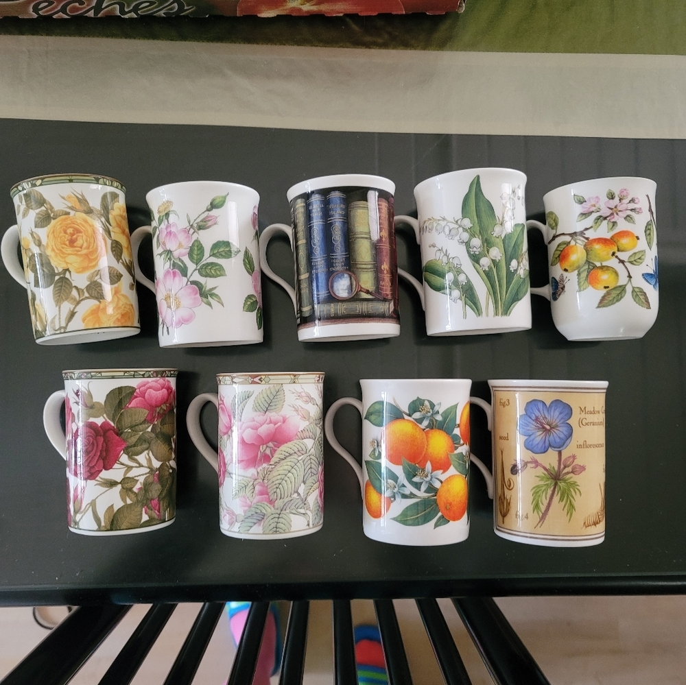 Bone China Tea Cups, lot of 9